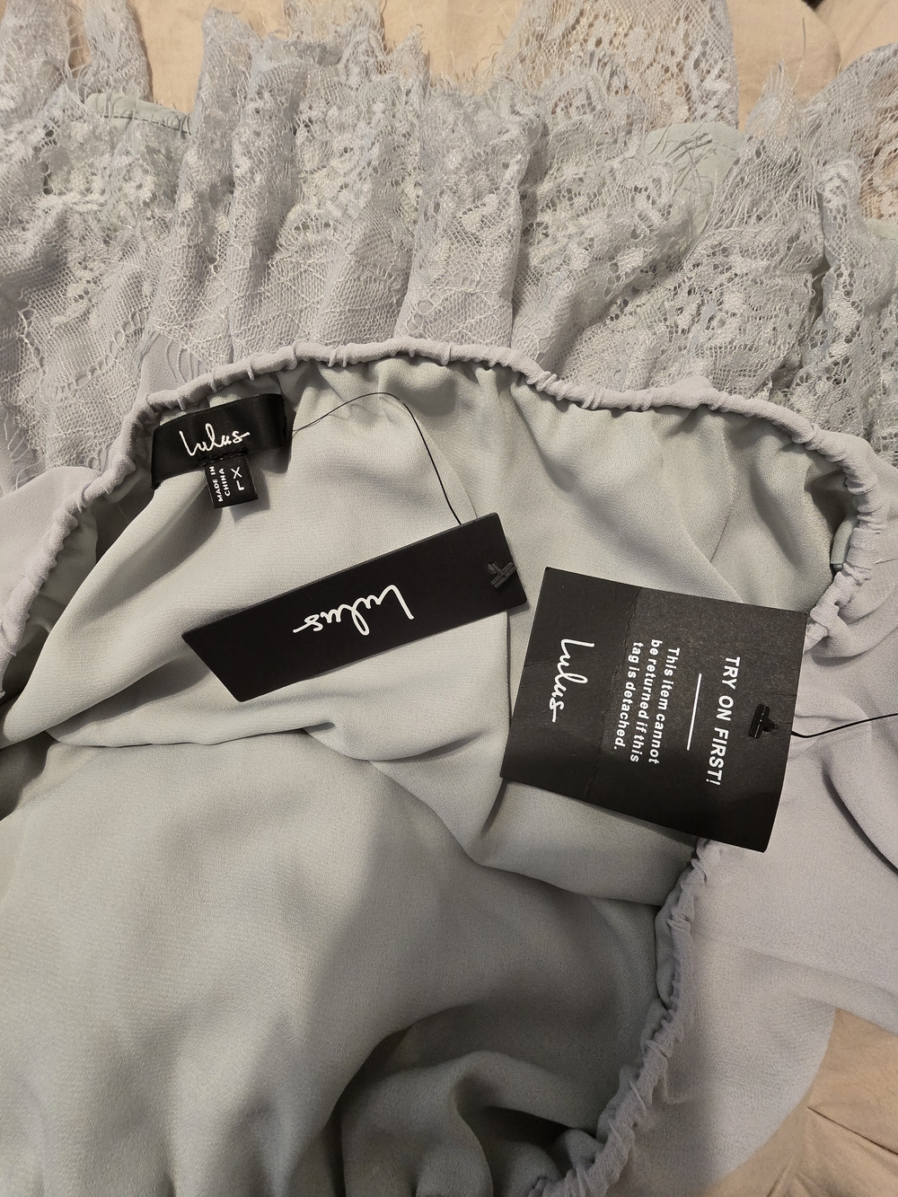 Lulu's Light Gray Lace-Trim Mini Skirt - Picture 2 of 2
